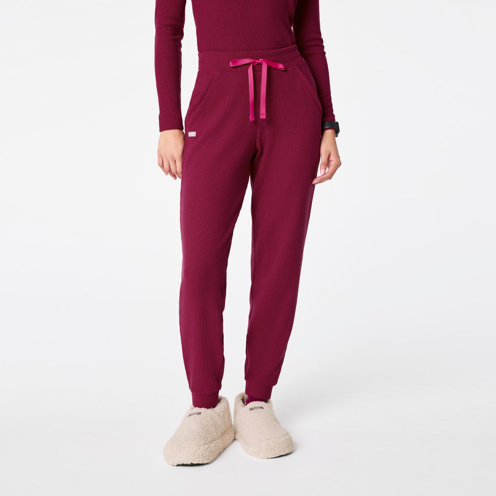 women's Deep Cranberry Off-Shift High Waisted Waffle Jogger Sweatpant™