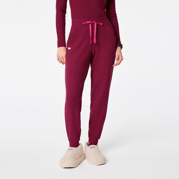 women's Deep Cranberry Off-Shift High Waisted Waffle Jogger Sweatpant™