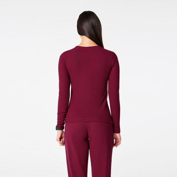 women's Deep Cranberry Off-Shift Waffle - Crewneck Top™