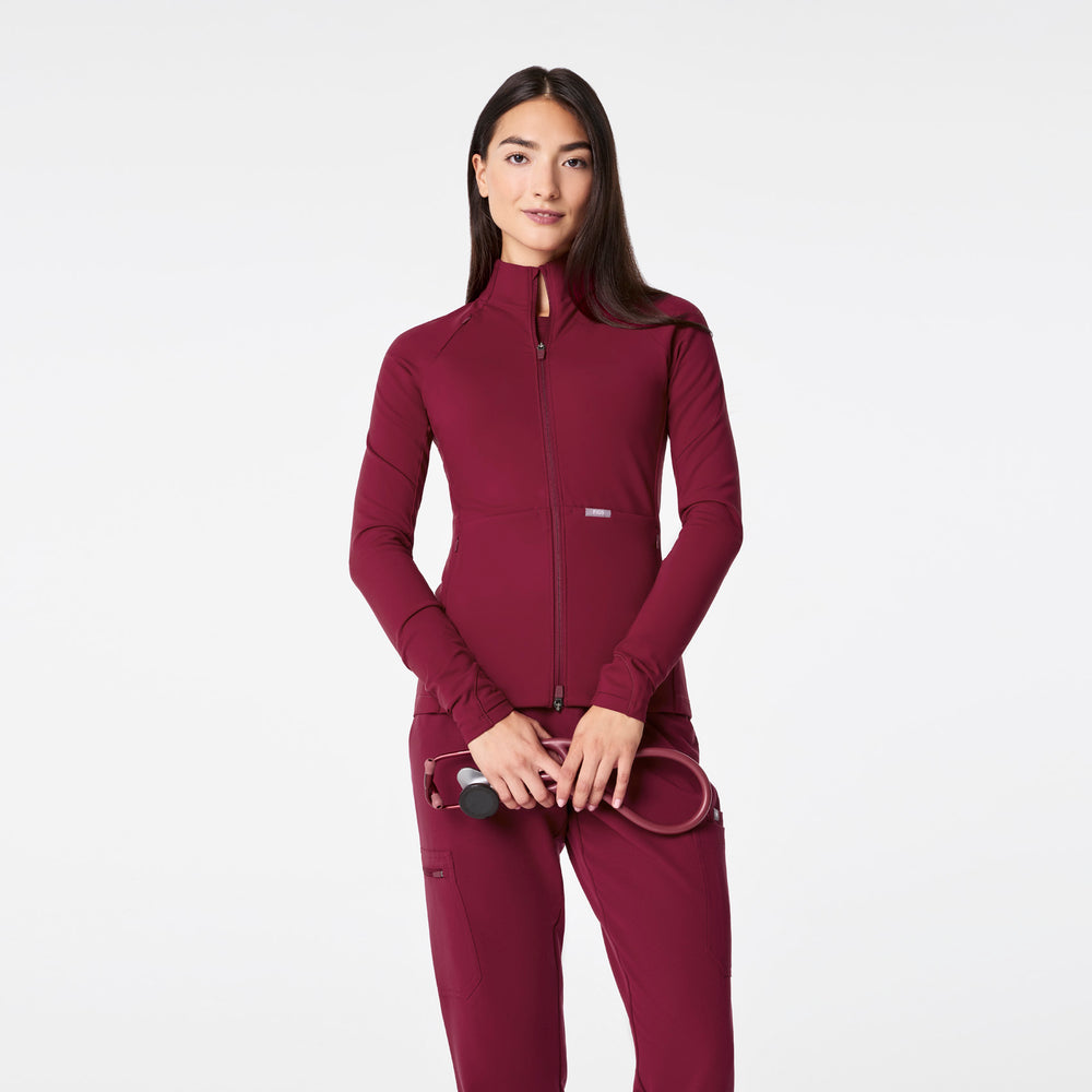 Women's Deep Cranberry ContourKnit Scrub Jacket