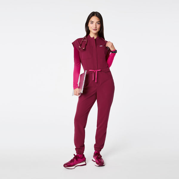 women's Deep Cranberry Rafaela Cargo - ScrubJumpsuit™