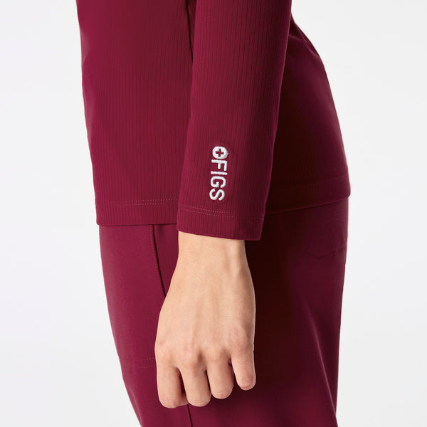 women's Deep Cranberry Ribbed - Longsleeve Underscrub