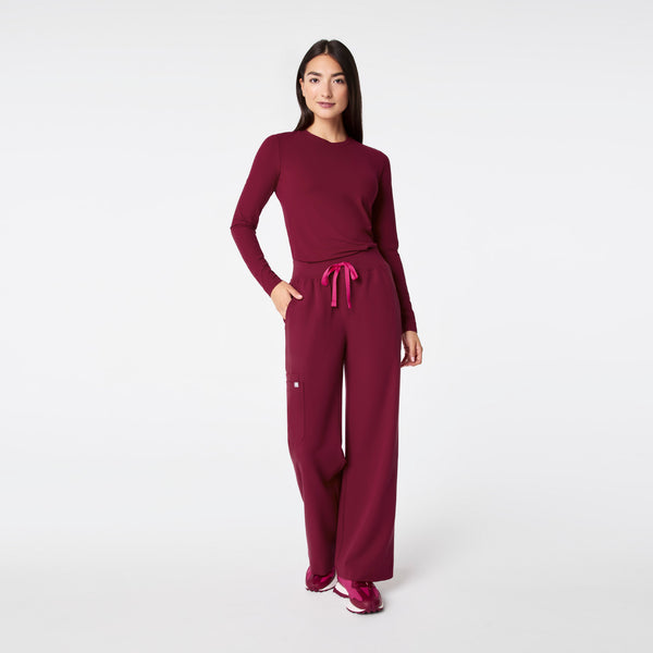 women's Deep Cranberry Ribbed - Longsleeve Underscrub