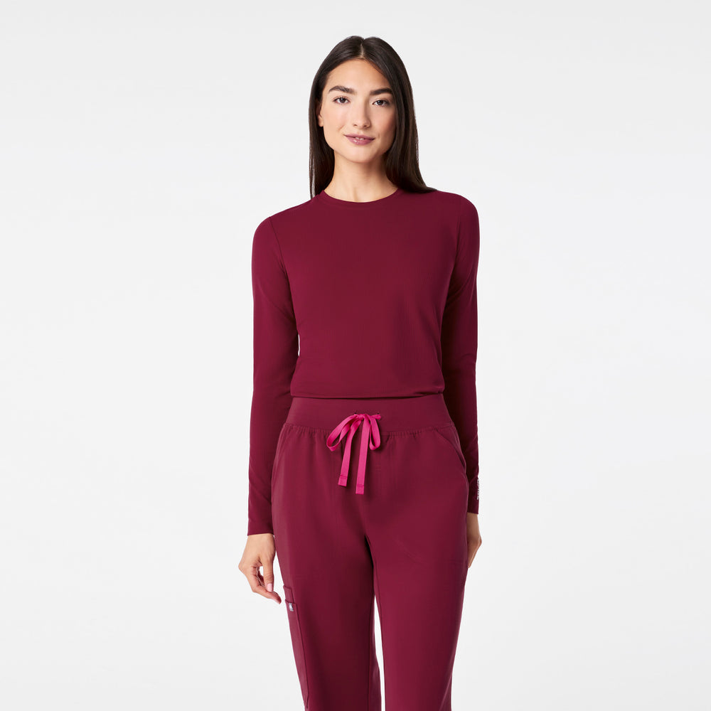 women's Deep Cranberry Ribbed - Longsleeve Underscrub