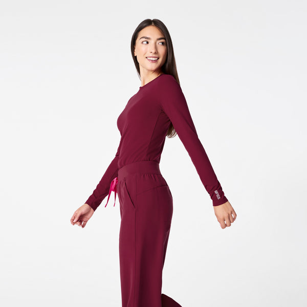 women's Deep Cranberry Ribbed - Longsleeve Underscrub