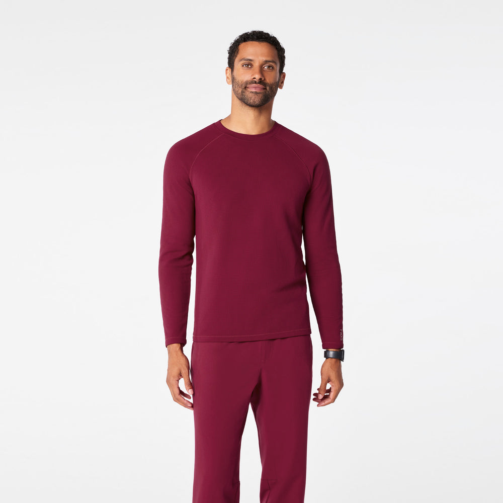 men's Deep Cranberry Waffle - Longsleeve Underscrub
