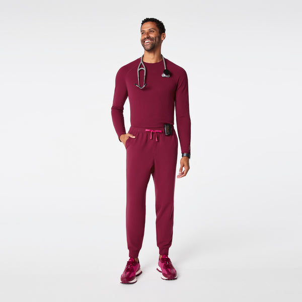 men's Deep Cranberry Waffle - Longsleeve Underscrub