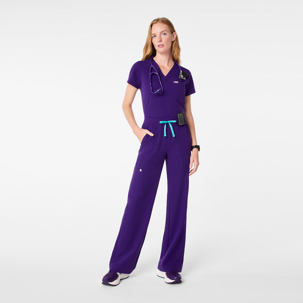 women's Purple Pulse High Waisted Isabel Wide Leg - Petite Scrub Pant