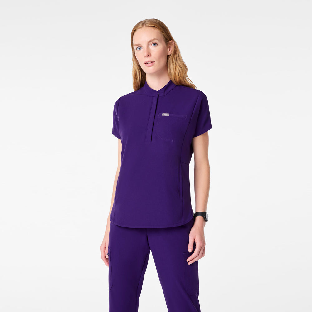 women's Purple Pulse Montex - Mock Neck Scrub Top