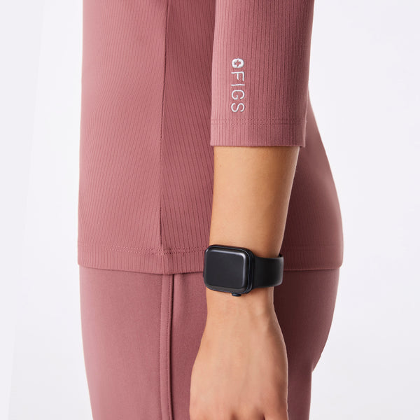 women's Mauve Ribbed - ¾ Sleeve Underscrub