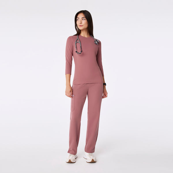 women's Mauve Ribbed - ¾ Sleeve Underscrub