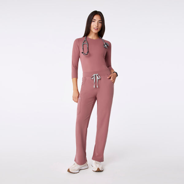 women's Mauve Ribbed - ¾ Sleeve Underscrub