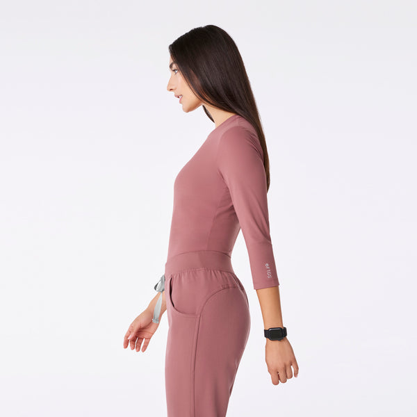 women's Mauve Ribbed - ¾ Sleeve Underscrub