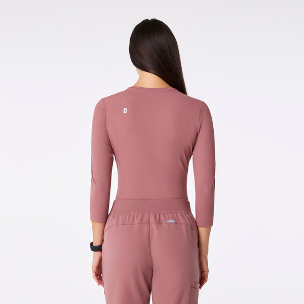 women's Mauve Ribbed - ¾ Sleeve Underscrub