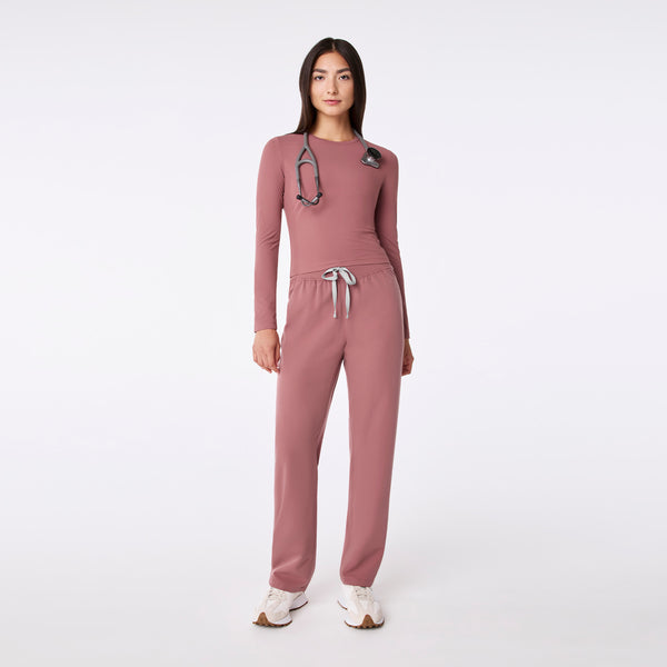 women's Mauve Ribbed Cropped - Longsleeve Underscrub