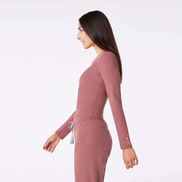 women's Mauve Ribbed Cropped - Longsleeve Underscrub