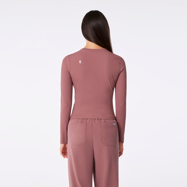 women's Mauve Ribbed Cropped - Longsleeve Underscrub