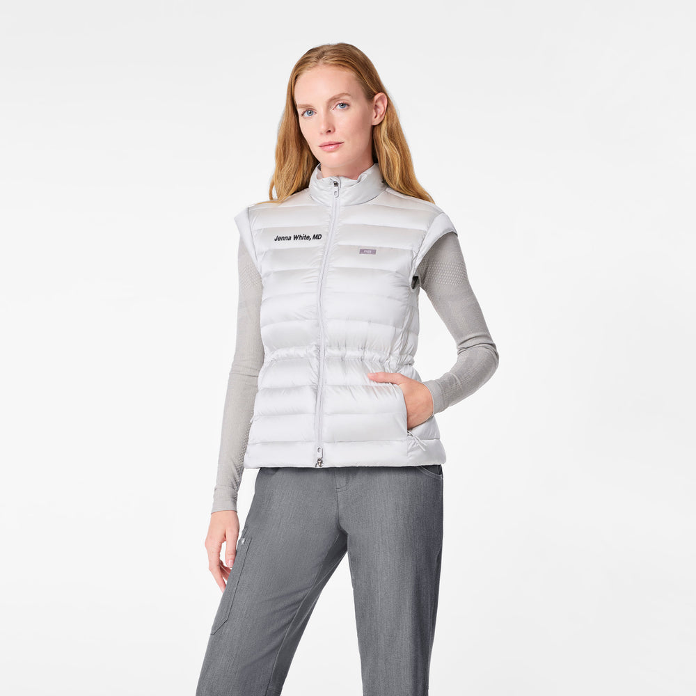 women's Silver Frost On-Shift Metallic Puffer Vest