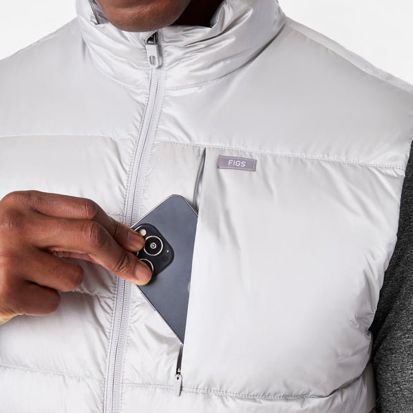 men's Silver Frost Metallic Puffer Vest