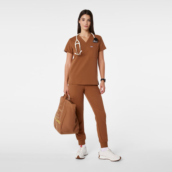 women's Mocha Catarina Petite - One-Pocket Scrub Top™