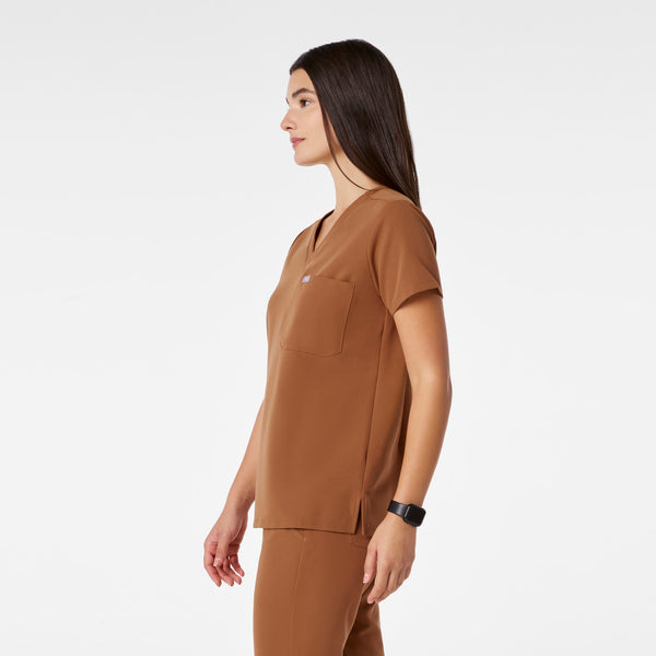 women's Mocha Catarina Petite - One-Pocket Scrub Top™
