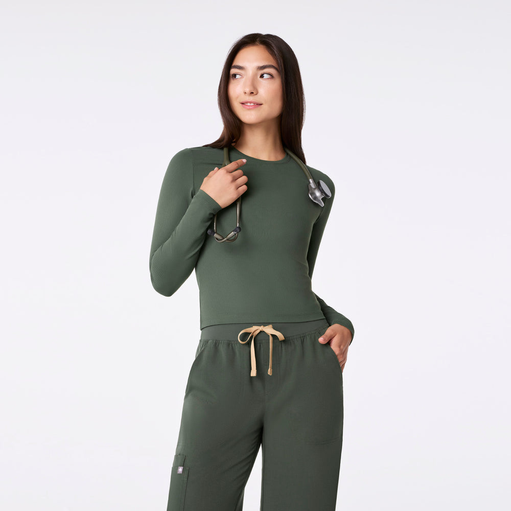 women's Moss Ribbed Cropped - Longsleeve Underscrub