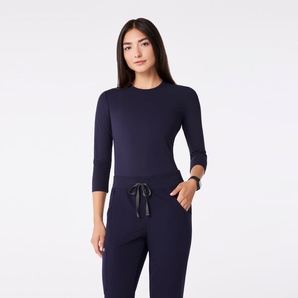 women's Navy Ribbed - ¾ Sleeve Underscrub