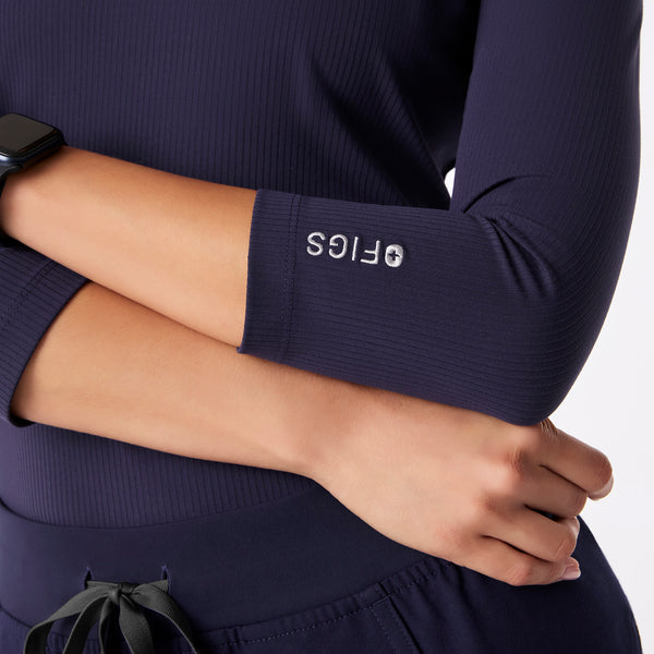 women's Navy Ribbed - ¾ Sleeve Underscrub