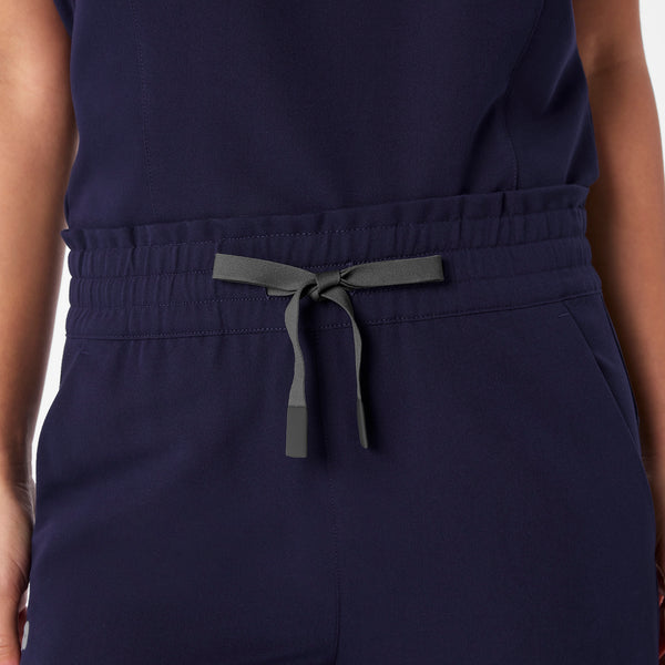 women's Navy High Waisted Allison Ultra Wide Leg - Petite Scrub Pant