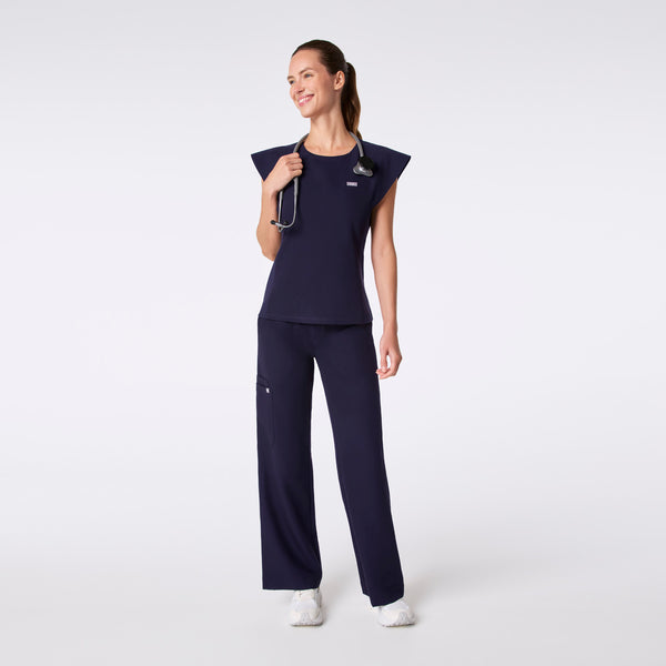 women's Navy Orillia Slim Scoop Neck - Scrub Top