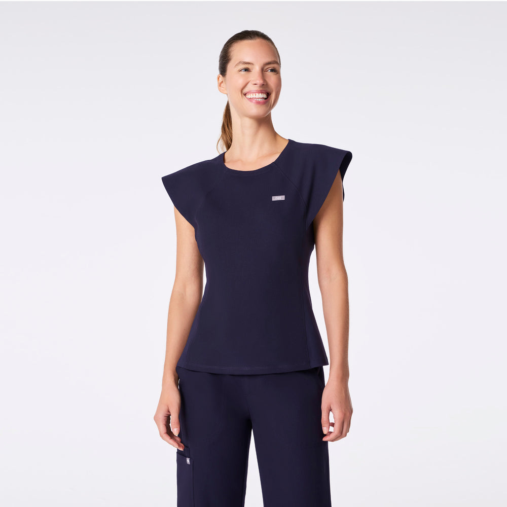 women's Navy Orillia Slim Scoop Neck - Scrub Top