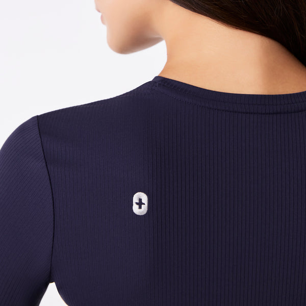women's Navy Ribbed Cropped - Longsleeve Underscrub