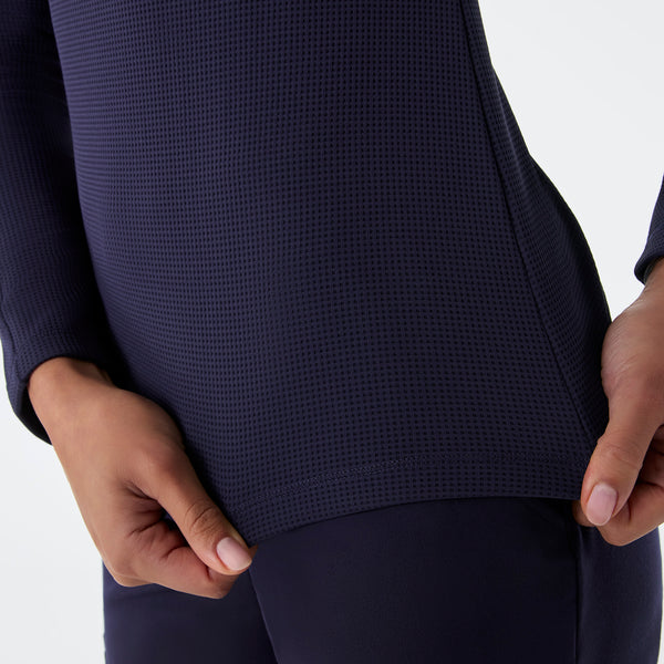 women's Navy Waffle - Longsleeve Underscrub