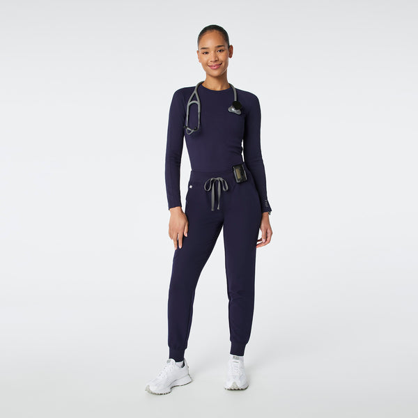 women's Navy Waffle - Longsleeve Underscrub