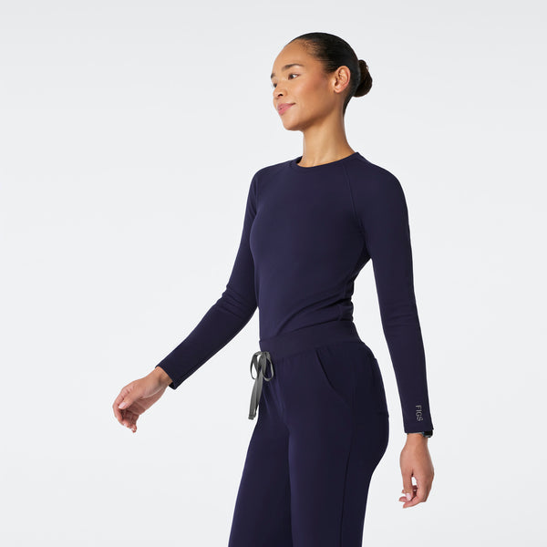 women's Navy Waffle - Longsleeve Underscrub