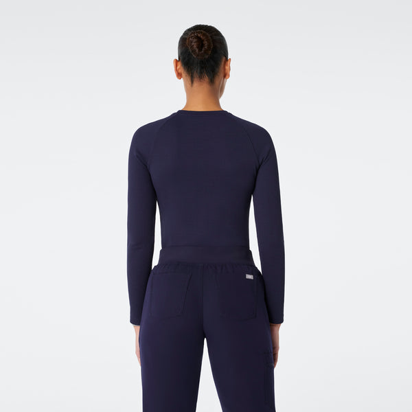 women's Navy Waffle - Longsleeve Underscrub