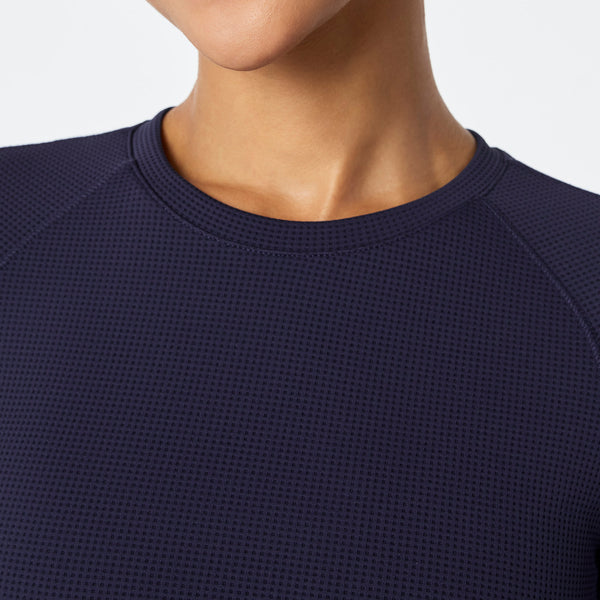 women's Navy Waffle - Longsleeve Underscrub