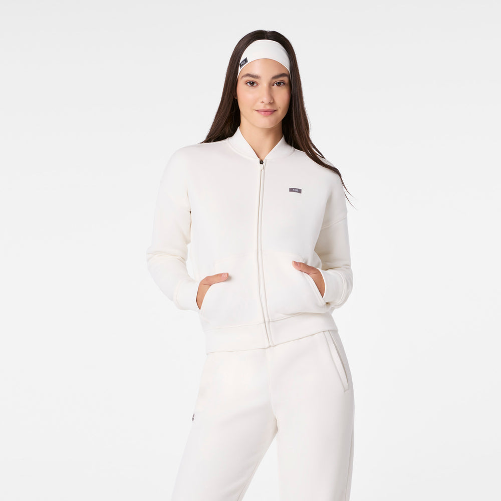 women's Off White Off-Shift Bomber Sweatshirt™