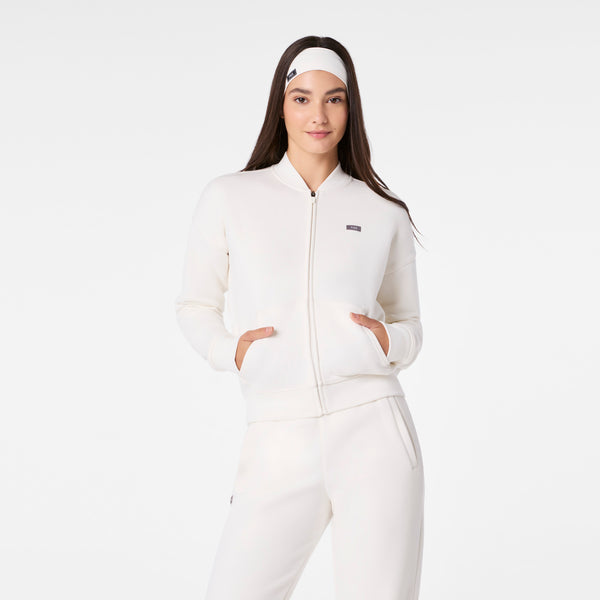 women's Off White Off-Shift Bomber Sweatshirt™
