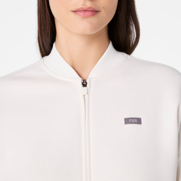women's Off White Off-Shift Bomber Sweatshirt™