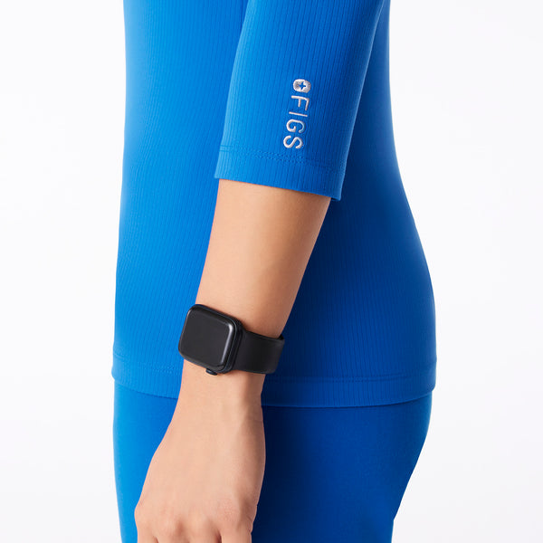 women's Royal Blue Ribbed - ¾ Sleeve Underscrub