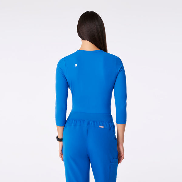 women's Royal Blue Ribbed - ¾ Sleeve Underscrub
