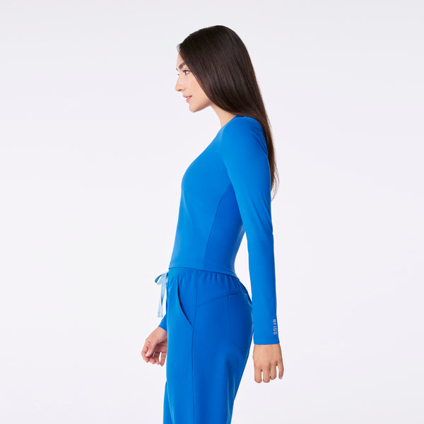 women's Royal Blue Ribbed Cropped - Longsleeve Underscrub