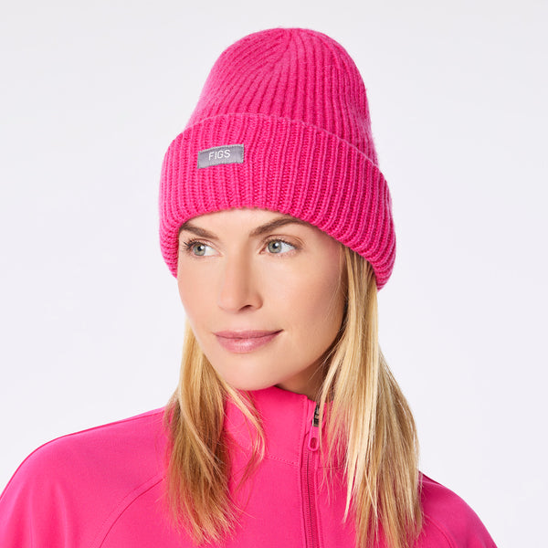 Shocking Pink FIGS Logo Beanie