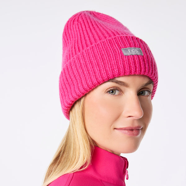 Shocking Pink FIGS Logo Beanie