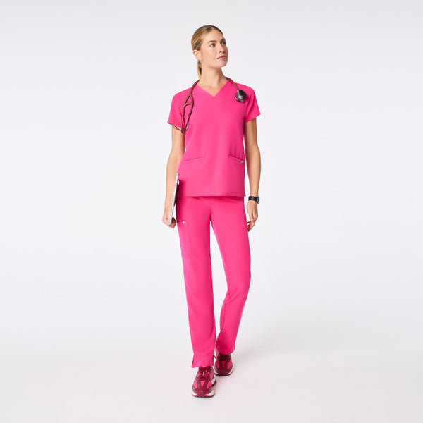 women's Shocking Pink Casma Three-Pocket Scrub Top™
