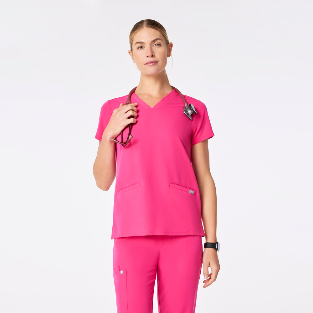 women's Shocking Pink Casma Three-Pocket Scrub Top™