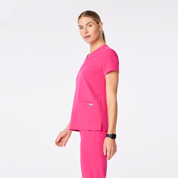 women's Shocking Pink Casma Three-Pocket Scrub Top™