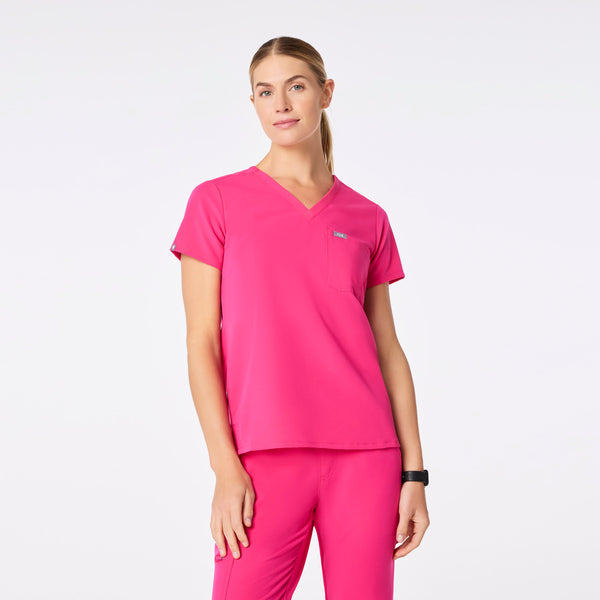 women's Shocking Pink Catarina Petite One-Pocket Scrub Top™