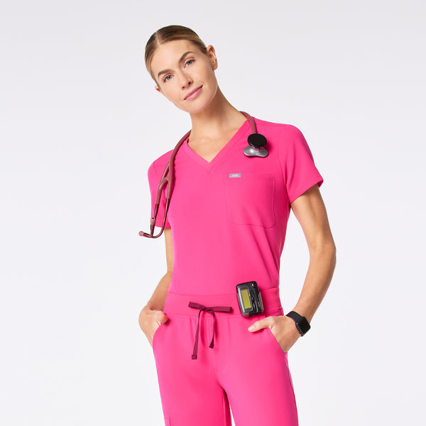 women's Shocking Pink Catarina One-Pocket Scrub Top™